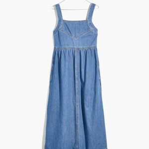 Madewell Apron Denim Midi Dress in Clemons Wash